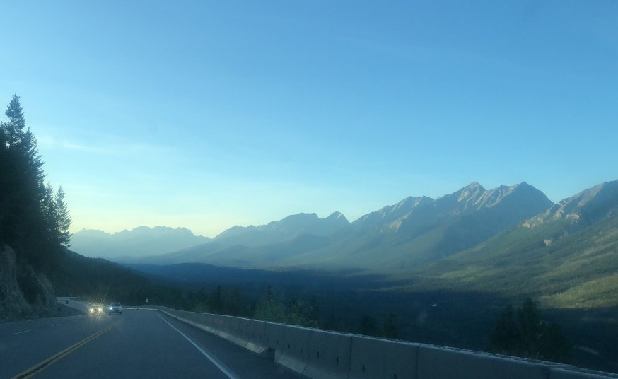 Sun is setting in Banff. We are getting closer! Into Banff