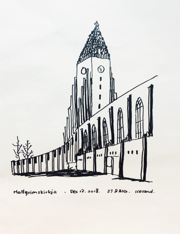 Sketch made by JJ Hallgrimskirkja sketch