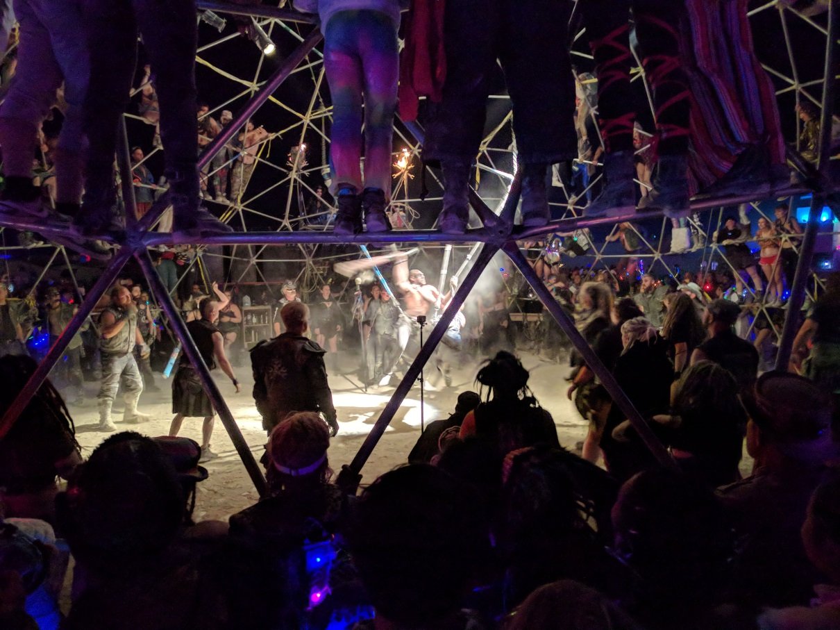 Yes, that's right: a MAd Max thunderdome where you can battle it out with your friends. Highlight were two bananas taking it out on each other tunderdome