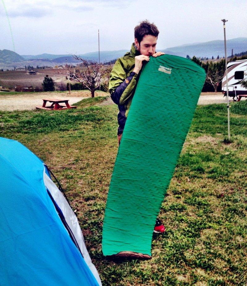 Preparing our camp Air Matress