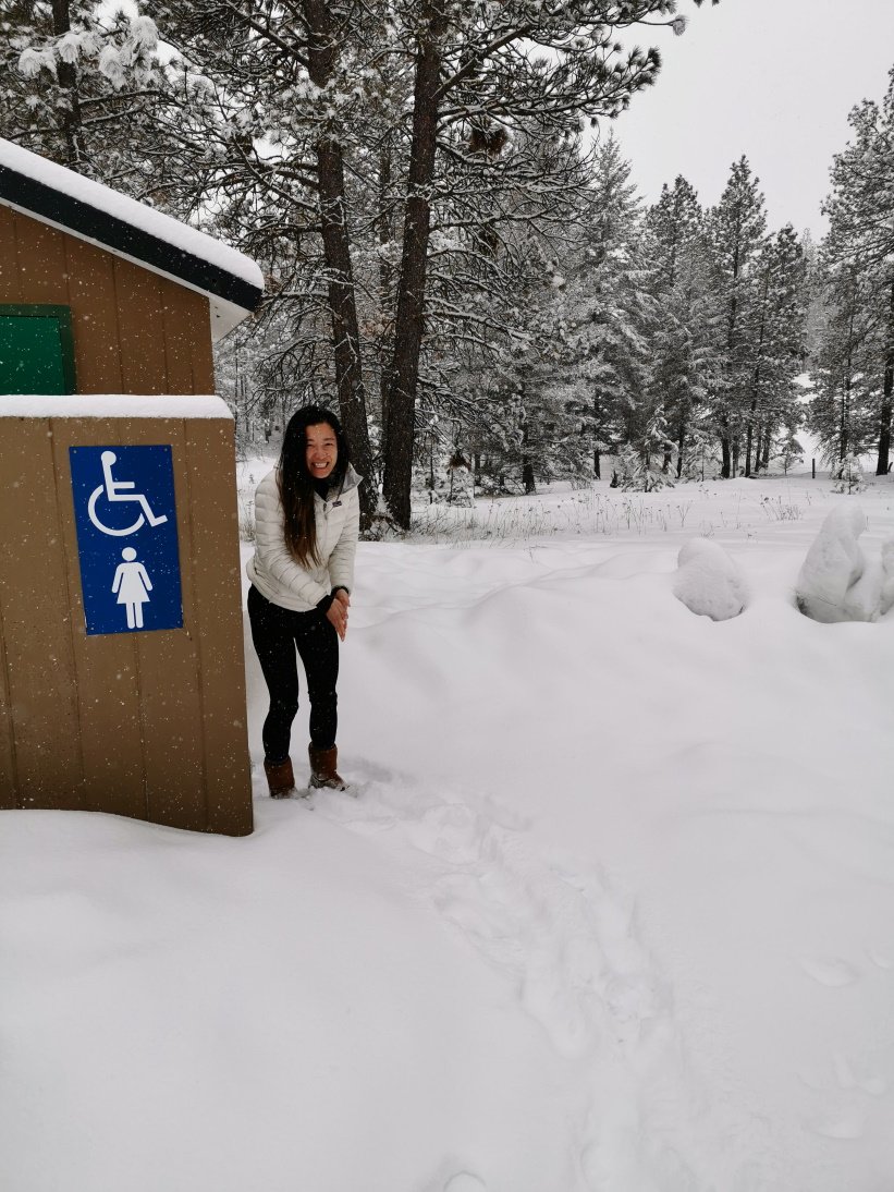 She did not expect the snowball coming at her snowfight