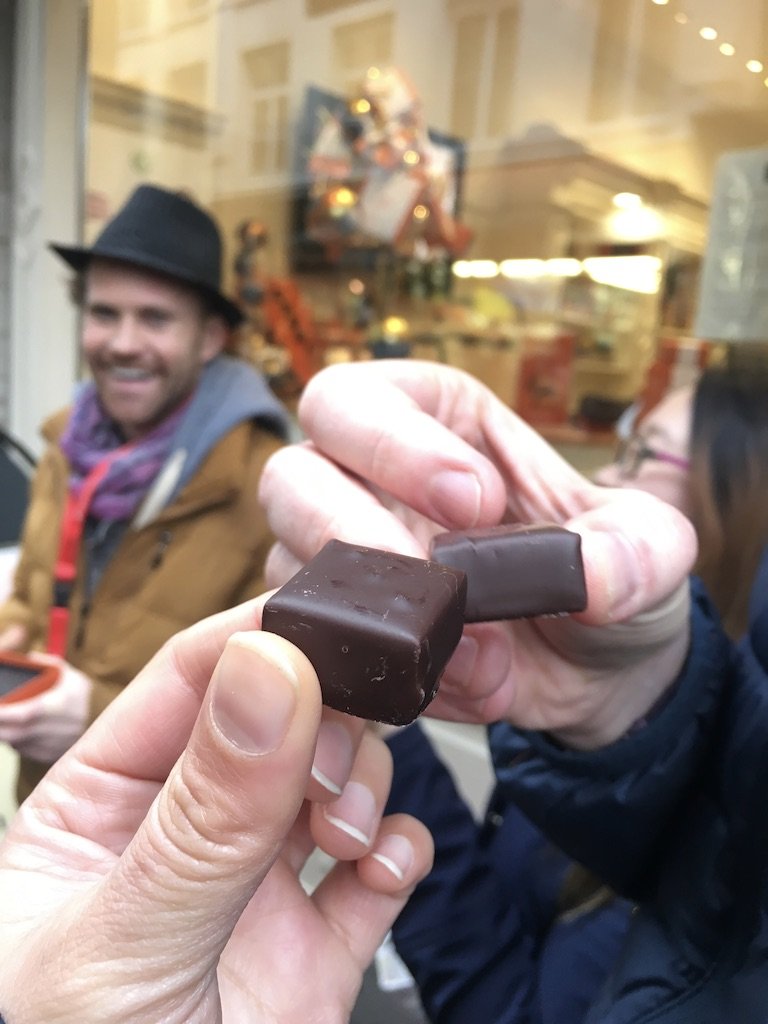 Cheers! Our guide can be seen in the back chocolate