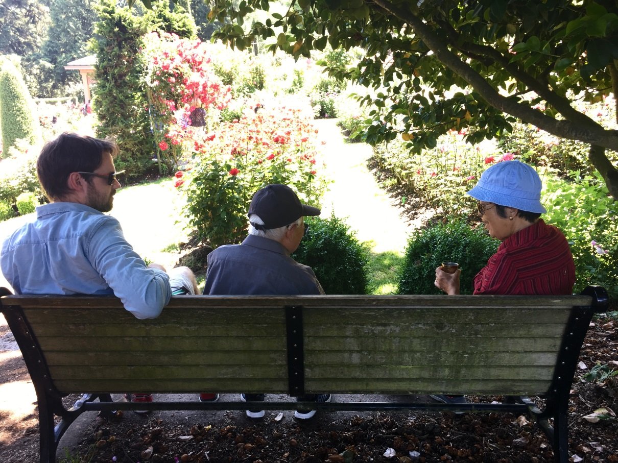 on bench