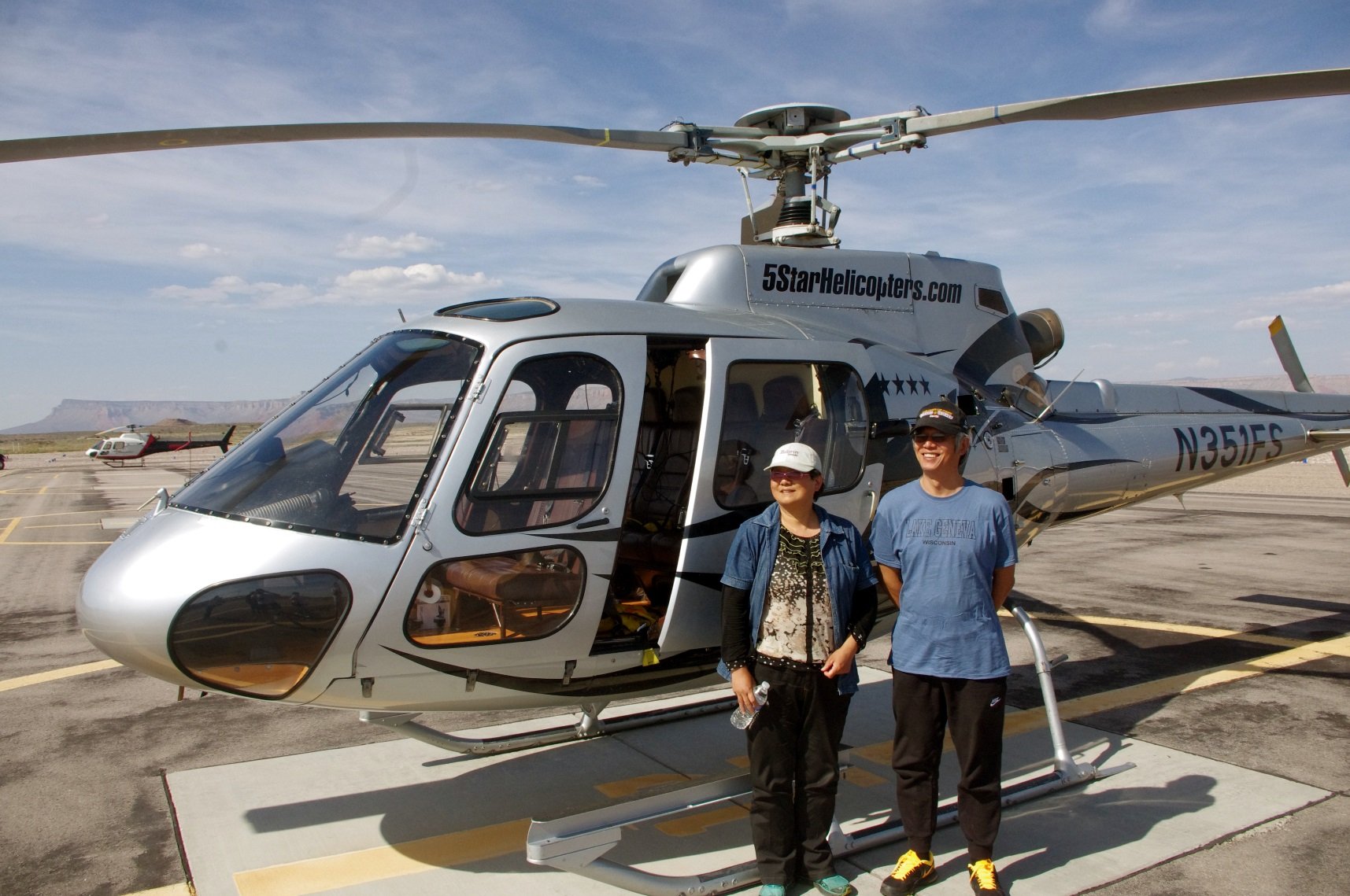 On the West Rim on the platoe we had a break to shop for some souveniers Helicopter stop